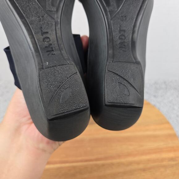 Naot Pinotage Navy Leather Open Toe Double Strap Mini Wedge Sandals Womens 37 - Picture 11 of 13